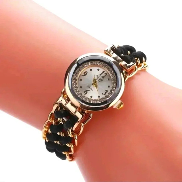 Women Watches Analog Quartz Round Dial Knitting Rope Chain Bracelet Watch NWT.. - Picture 2 of 4